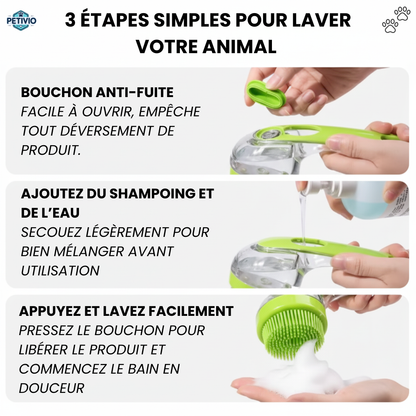 Brosse de bain Petivio 2 en 1 pour chien